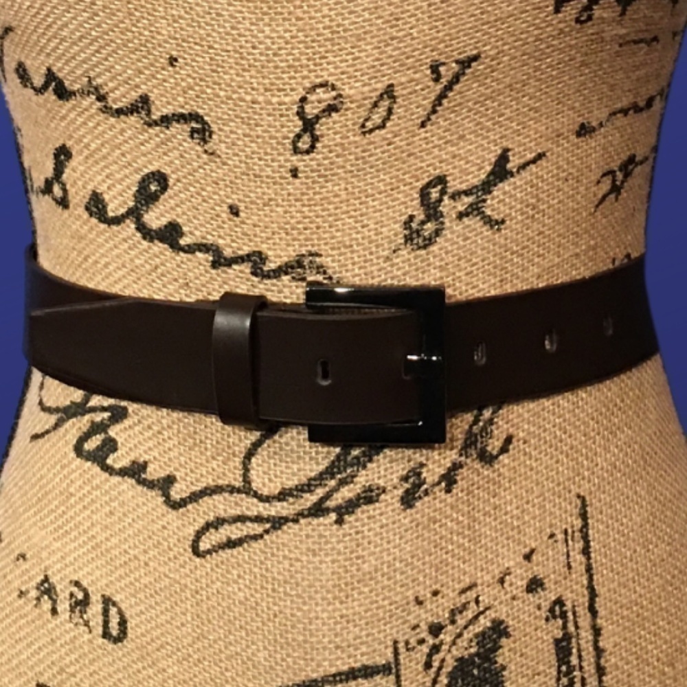 UNBRANDED 100% Synthetic Wide Belt #102618, Dark Brown/Black Stainless, NWOT